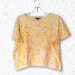 Jones New York Yellow and White Damask Shirt